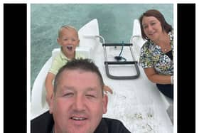 Dean pictured with his wife Caroline & son Alfie.