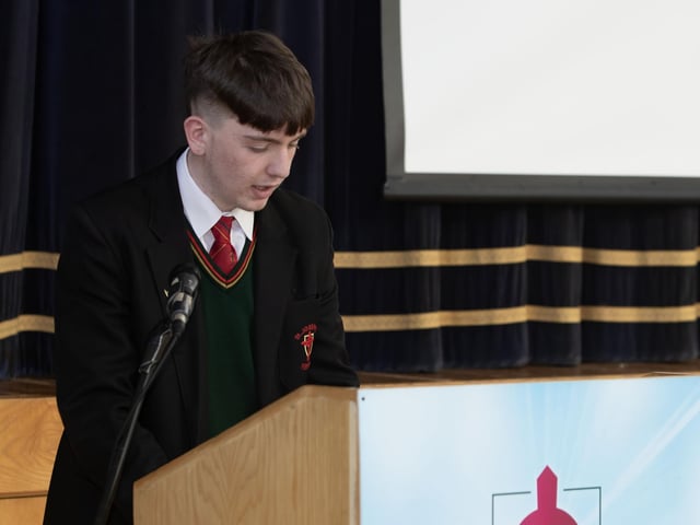 FIRST READING. . . .St. Joseph's Year 12 student Shea O'Mara pictured on Wednesday. : .