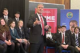 Keir Starmer at St. Columb's College on Friday.