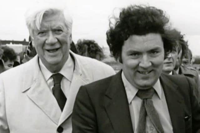 Tip O'Neill with John Hume in Buncrana 1979 while tracing his ancestors. Photo: Derry Journal.