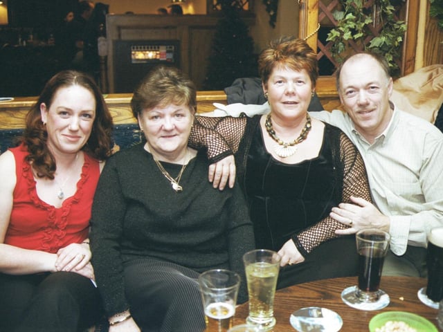 Deirdre Cox, Mary Breslin, Martina McKinney and Dessie McKinney pictured at the birthday party in the Argyle Arms.