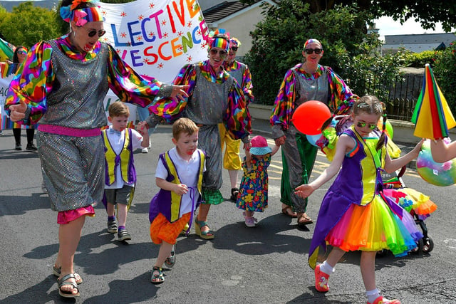 Participants who took part in the second annual Inishowen Pride Parade, held in Buncrana on Sunday afternoon. Photo: George Sweeney. DER2322GS - 31