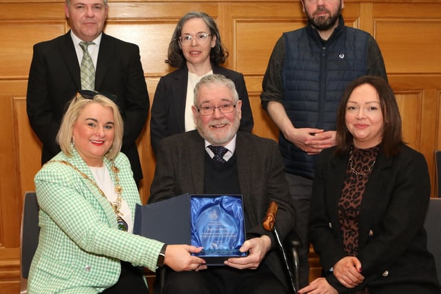 Mayor of Derry City and Strabane District Council hosts reception for Maurice Harron - local art educator and artist
