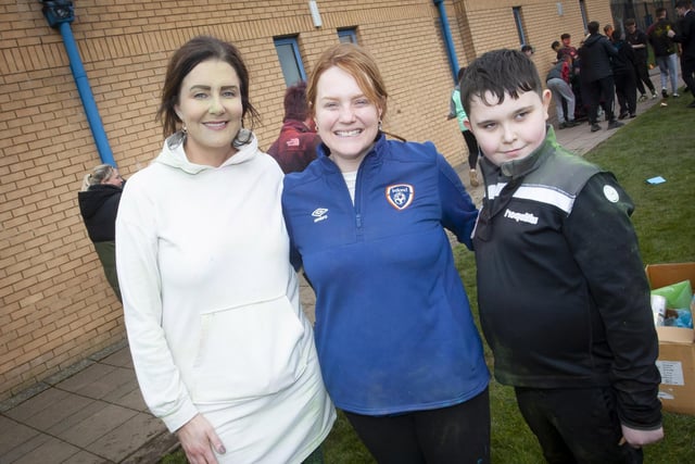 Mrs Edwards (teacher), Mrs Fiona Page (teacher) and Conall Deene, Year 9 pupil pictured on Thursday last.  