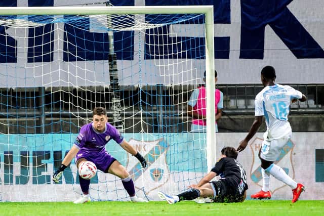 Brian Maher of Derry City in action during the UEFA Conference League Second Qualifying Round 1st Leg match between HNK Rijeka and Derry City at HNK Rijeka Stadium Rujevica in Rijeka, Croatia. Photo by Vid Ponikvar/Sportsfile