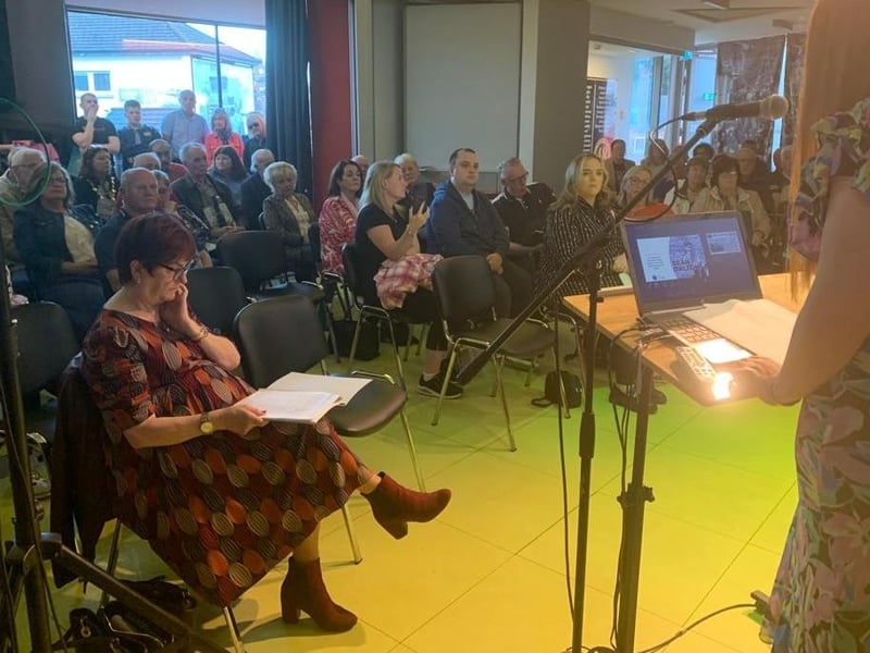 A section of the attendance at the launch of ‘The Good Samaritan: Sean Dalton – A Journey for Truth’ in the Museum of Free Derry.