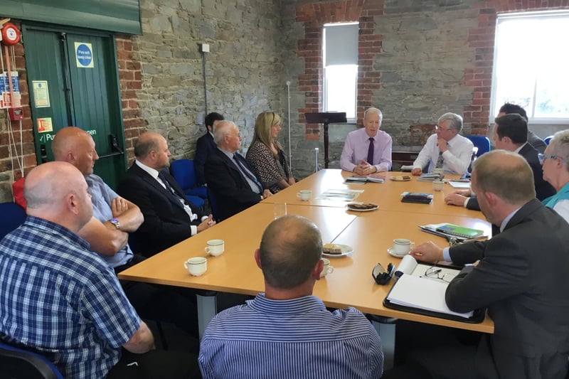 Tony Lloyd with East Derry MP Gregory Campbell during a meeting with victims of the Troubles in Derry in 2018.