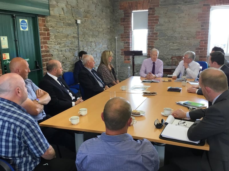 Tony Lloyd with East Derry MP Gregory Campbell during a meeting with victims of the Troubles in Derry in 2018.