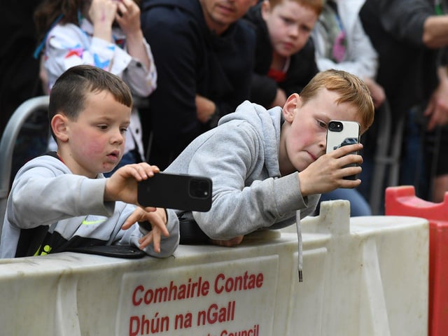 Spectators at the Soap Box Derby run in Carndonagh on Saturday afternoon. Photo: George Sweeney