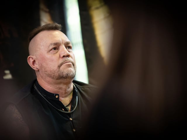 THE EMPEROR IS NAKED. . . .Former British soldier Michael John Pike (Spike Pike) speaking at a Feile event in the Museum of Free Derry on Saturday. The discussion was chaired by Martina Anderson. (Photos: Jim McCafferty Photography)