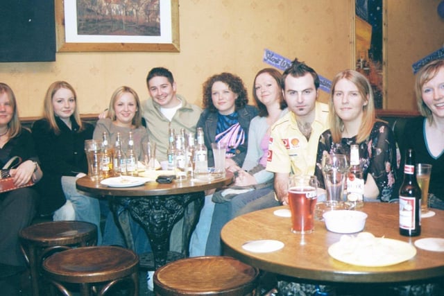 At the 25th wedding anniversary party in the Crescent Bar were L/R:- Cathy McDonagh, Ethna Hasson, Emma Irwin, Michael Lyttle, Stacey Mahon, Niamh Harron, John Dolan, Mary McDonagh and Emir McLaughlin. 160103S12:2003 Party Pics