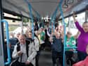 Pensioners from the Bogside pictured outside the Pilot's Row Community Centre on Monday morning before boarding the coach to take them on the Annual Older People's Bus Run, as part of the Féile 23. The trip included a visit to Ards Monastery, a tour of the hills of Donegal before relaxing at the Silver Tassie Hotel, Letterkenny for dinner and music. (Photos: Jim McCafferty Photography)