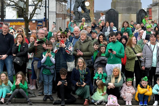 Revellers at the St Patrick’s Day parade, in Derry, on Friday afternoon. Photo: George Sweeney. DER2311GS – 74