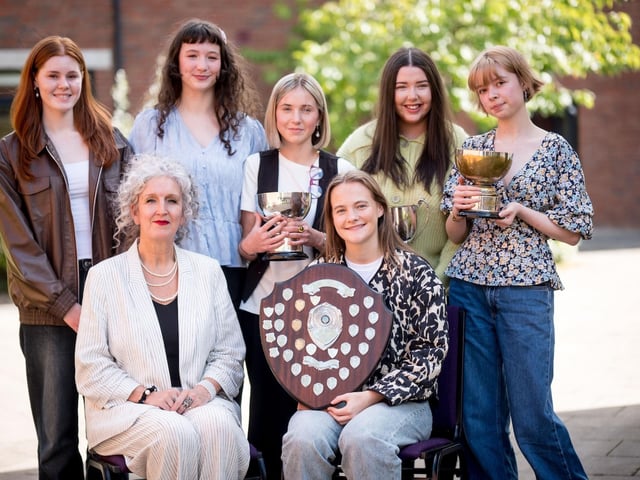Top Performing Student in Each Subject. Front Row: Ms Sharon Mallett (Principal), Tara Burns. Back Row: Saoirse O’Donnell, Dara McCahill, Ellen McDevitt, Anna Duffy, Laura Curry.