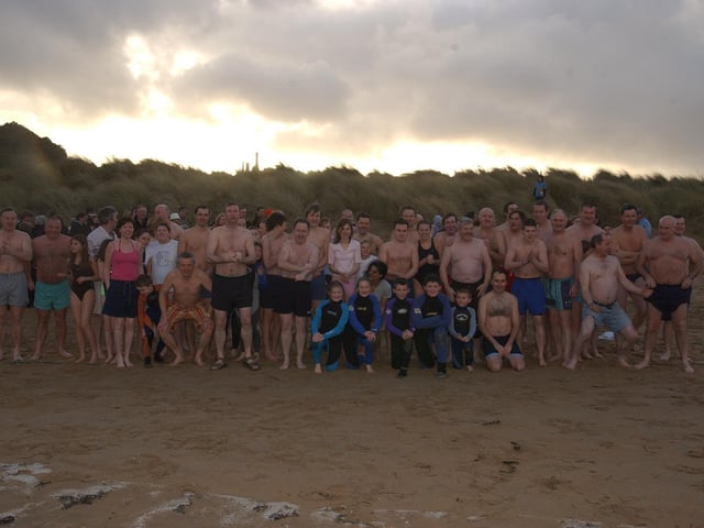 Braving the elements at the Culdaff New Year's Day Swim in 2004.