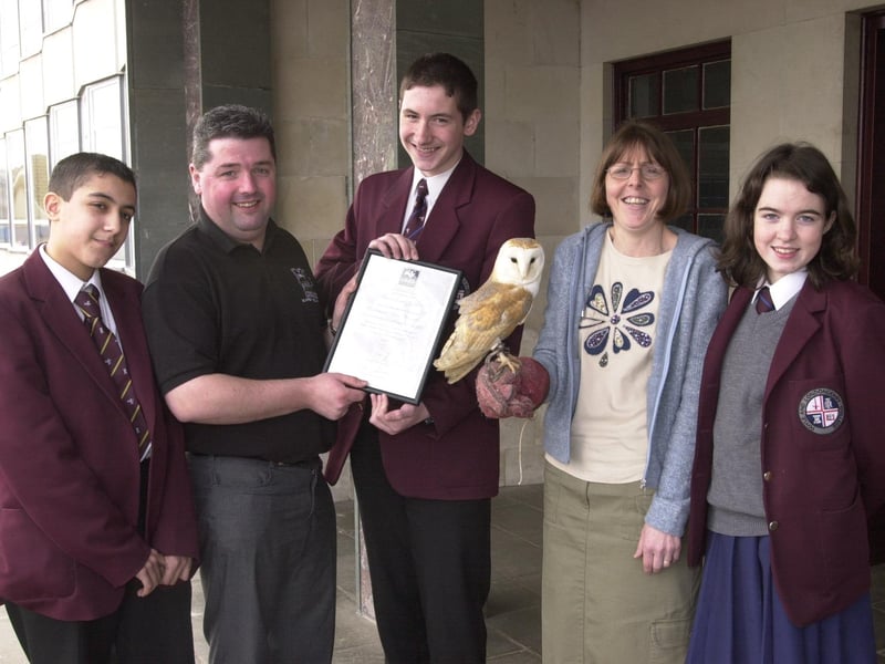 Pupils from Foyle and Londonderry College present the Ulster Wildlife Trust with £150 from school funds. Included, from left, Raj Crumley, Seamus Burns, Ryan Walker, Ingrid Hannaway, Head of Biology, and Lisa McLaughlin.