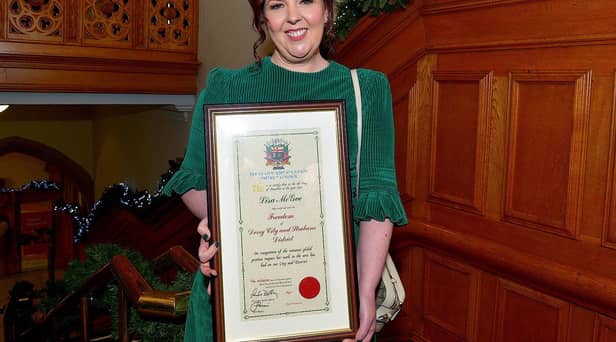 Lisa McGee, creator of Derry Girls, who was conferred with the Freedom of Derry City and Strabane. Photo: George Sweeney. DER2249GS â€“