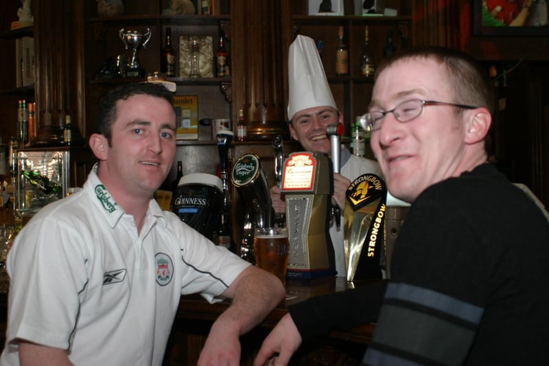 Enjoying a pint in Jackie Mullan's in spring 2004.