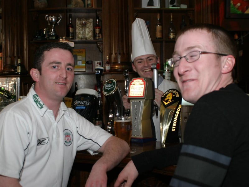 Enjoying a pint in Jackie Mullan's in spring 2004.
