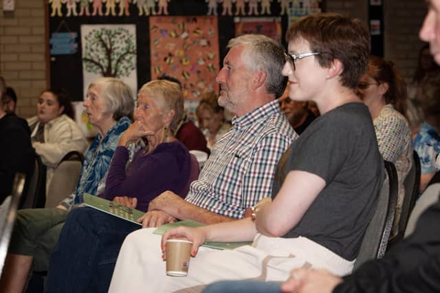 Some of the faces in the audience at the Feile 23 'Brian Rowan - 25 Pieces' conversation with Freya McClements at Pilot's Row on Thursday evening.