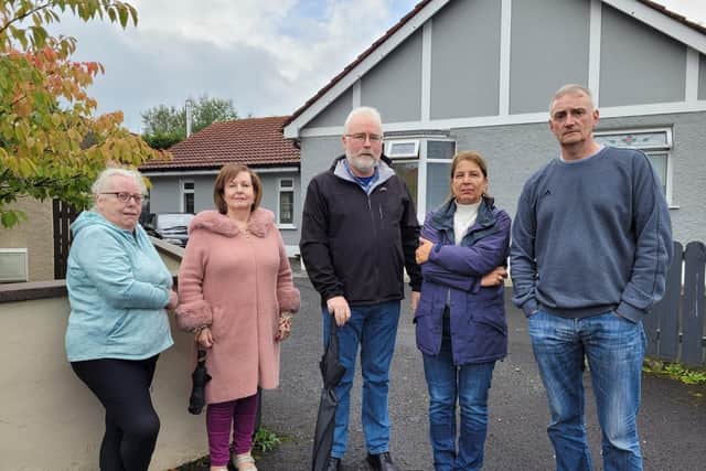 Residents in North Meadows, Foyle Springs, Derry, who had raw sewage flood into their gardens as a result of a burst sewage pipe in Marianus Park.