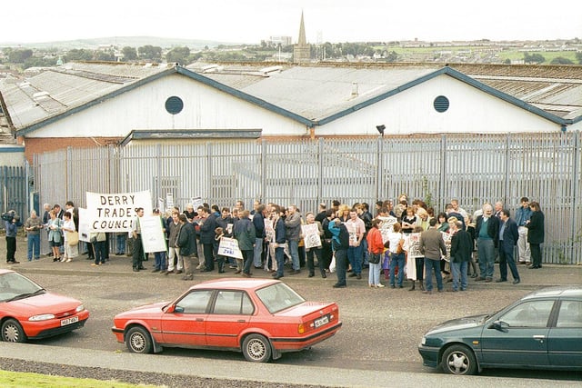 Protest against the closure of United Technologies plant at Eastway, Creggan Estate in 1997.