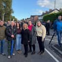 Christopher Jackson with local elected representatives on the Garvaghy Road.
