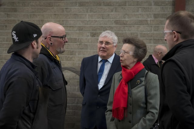 Princess Anne paid a flying visit to Fleming Agri Products in Derry on Thursday when she met staff and apprentices at the Newbuildings facility.