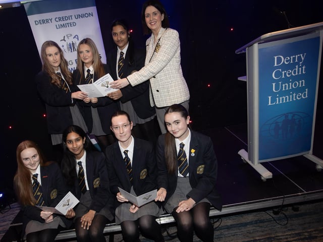 Nominees from Lumen Christi College pictured on Monday night at the Derry Credit Union Young People's Awards ceremony. (Photos: Jim McCafferty Photography)