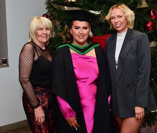 Pacemaker Press 13/12/22
Shania- Jane Callaghan with Family Noeleen and Melissa  ,Who graduated in Nursing at the Ulster University graduation in the Millennium Forum in Derry on Tuesday.
Pic  Pacemaker:.