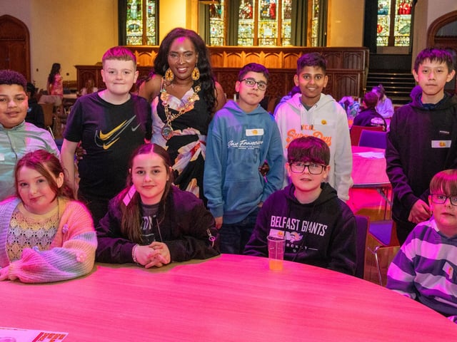 The Mayor Councillor Lilian Seenoi-Barr has once again hosted an Our Guildhall Our Space event for younger and older people in April with entertainment from In Your Space Circus School, Black Paddy, Richie Remo and DJ Tyree Patton. Picture Martin McKeown. 12.04.25