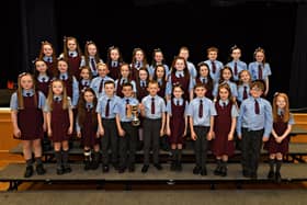 St John’s Primary School, winners of the UNISON Feis Cup and Bursary at the Feis Dhoire Cholmcille Choral Competitions held in St Mary’s College.  Photo: George Sweeney