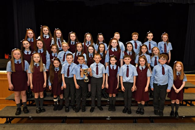 St John’s Primary School, winners of the UNISON Feis Cup and Bursary at the Feis Dhoire Cholmcille Choral Competitions held in St Mary’s College. Photo: George Sweeney