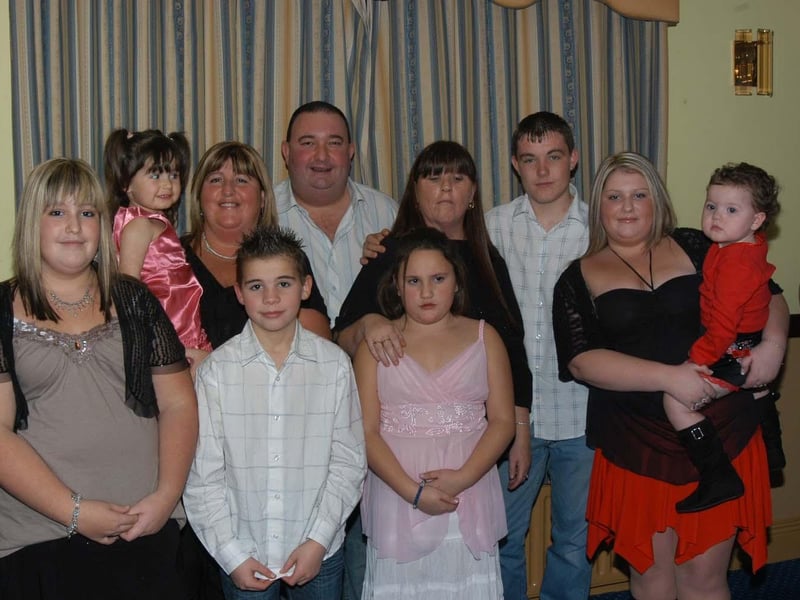 Geoffrey Ferris with his wife Donna, his sister in law Irene Cooke, his daughters Chloe, Suzanne and Leanne. Also included in the picture are Scott Somers, James Cooke, Jade Armstrong and Courtney Gallagher.