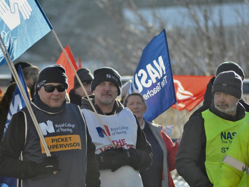 Striking public sector workers in Derry.