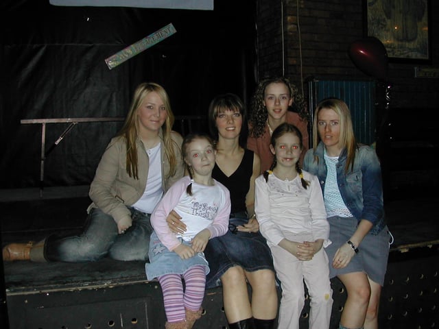 Katrina celebrating her engagement with her sisters and friends.