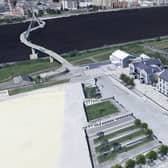 An aerial view of Ebrington with the proposed DNA Maritime Museum in the old hospital building on the north western side of the square.