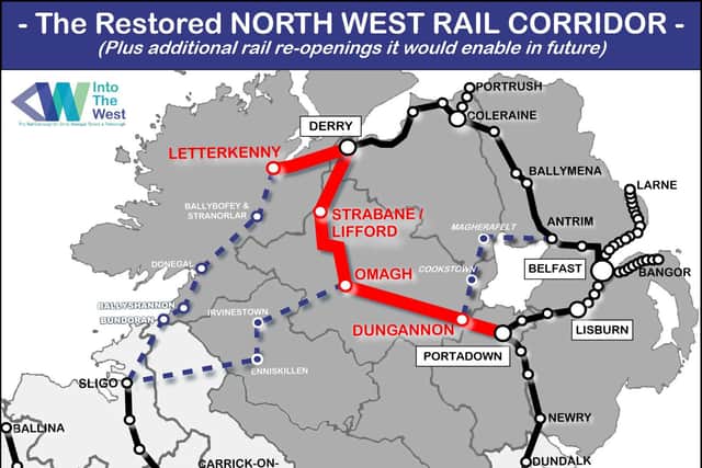 A reopening of the 'Derry Road' has been a key plank of the Into the West campaign for improved rail connectivity.