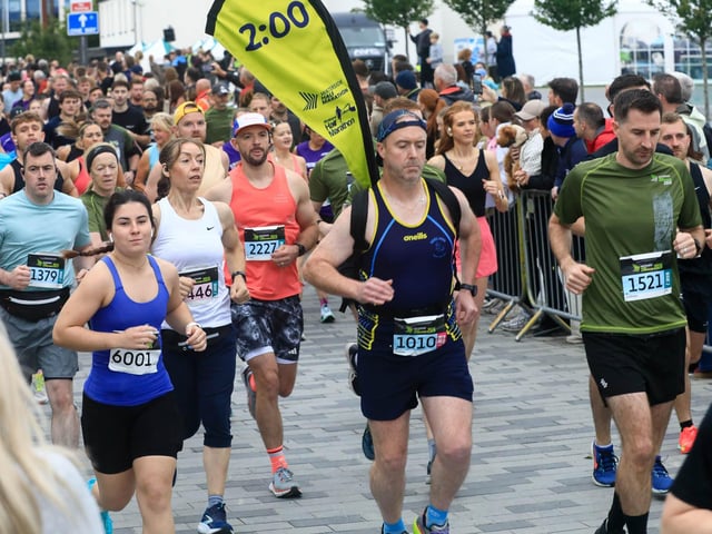 Runners taking part in the Waterside Half Marathon in Ebrington Square, on Sunday morning. (Photo - Tom Heaney, nwpresspics)
