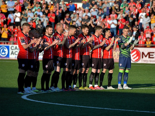 There was a one minute applause on Friday night, before the game in the Brandywell Stadium, for former Derry City steward Paul Doherty who died recently.  Photo: George Sweeney. DER2321GS - 83