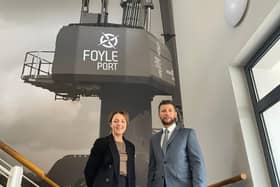 Infrastructure Minister Liz Kimmins with members of Foyle Port Executive Team including Chair Ryan McCready