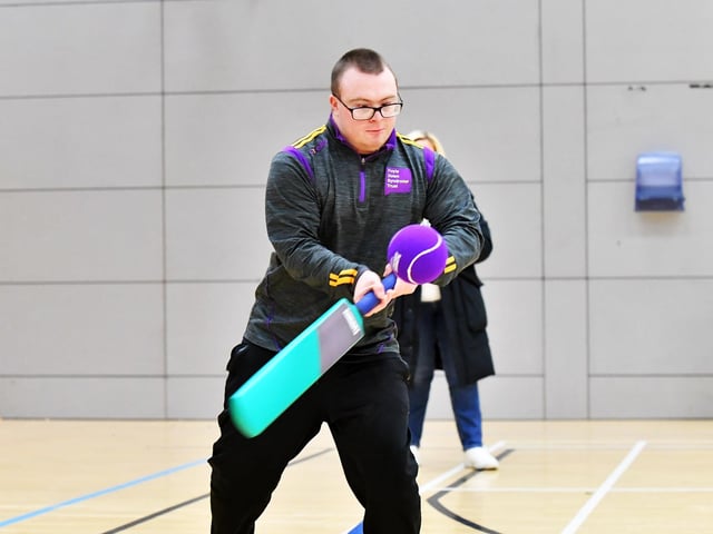 Action from the Cricket Blitz, organised by the North West Cricket Union, held in the Foyle arena on Monday afternoon. Photograph: George Sweeney