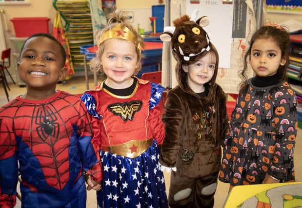 Spider-Man, Wonder Woman, The Gruffalo and a Scary Pumpkin get together at Model PS on Thursday.