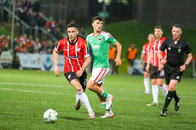 Jordan McEneff pictured on the ball during the 2-0 win over Cork City,