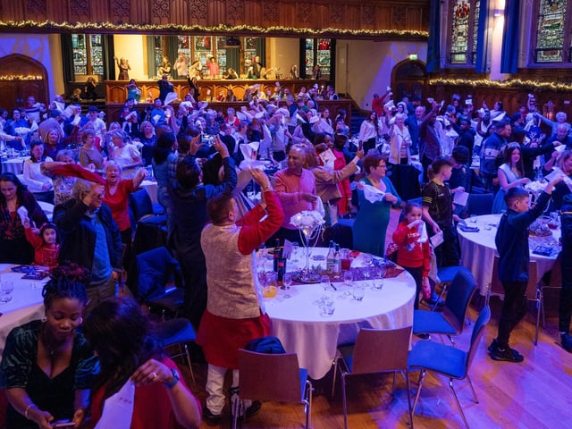 The Mayor Councillor Lilian Seenoi-Barr hosted a Christmas Community event at the Guildhall for people from across the Derry City and Strabane District Council area on Sunday. Picture Martin McKeown. 01.12.24 : Mayor's Community Christmas Party