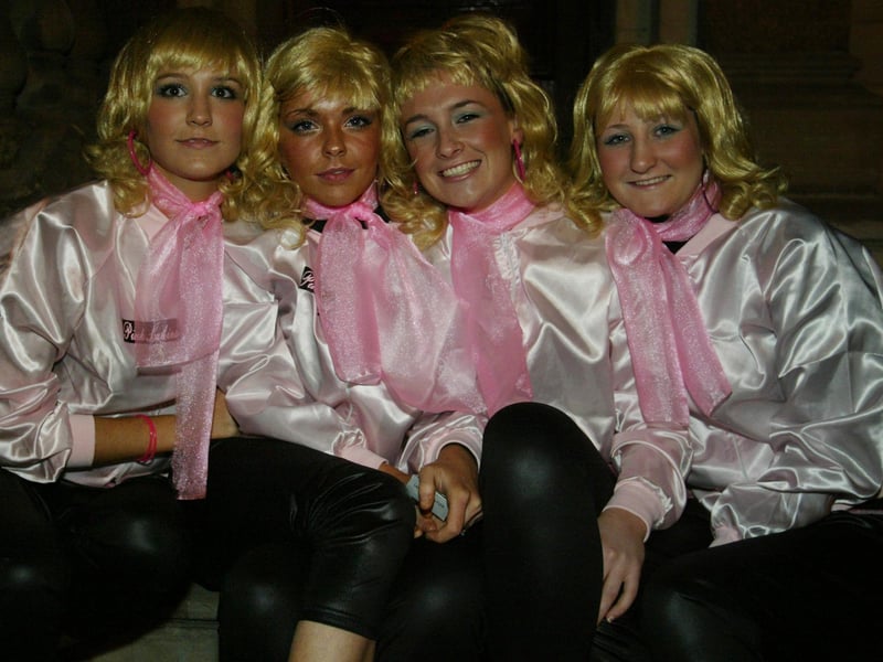 The Pink Ladies Maria Cregan, Annmarie Crossan, Catherine Gill and Melissa Cooley.  (0311JB52):20 YEARS ON: Halloween celebrations in Derry in 2003