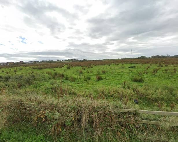 The statement notes that the site is in ‘the Ballymagroarty townland, south of Sherriff Mountain and Creggan Hill and rises consistently in a north to south direction from the Springtown Road towards the Groarty Road’ and ‘the landscape is currently open farmland’.