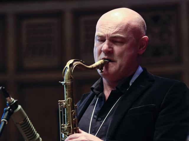 Paul McIntyre on stage at the Classic Jazz “The Live Launch” held in the Guildhall, yesterday. (Photo - Tom Heaney, nwpresspics)