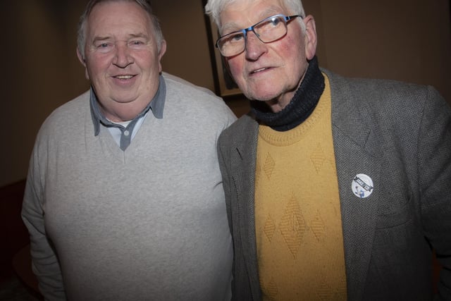 John ‘Jobby’ Crossan pictured with Donal Ferry at Friday night’s presentation.