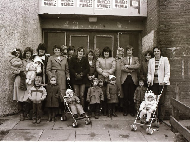 Mother and Toddlers protest at Gobnascale Community Centre.